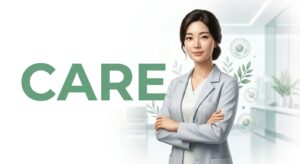 회복 및 케어를 상징하는 평온한 분위기의 모델